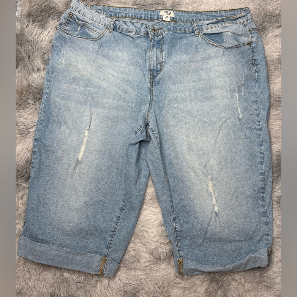 Light Blue Distressed Jean Shorts - Casual Women's Denim